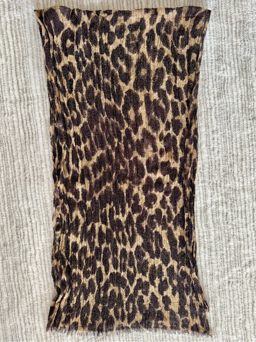 Ann Taylor Leopard Print Metallic Shimmer Scarf